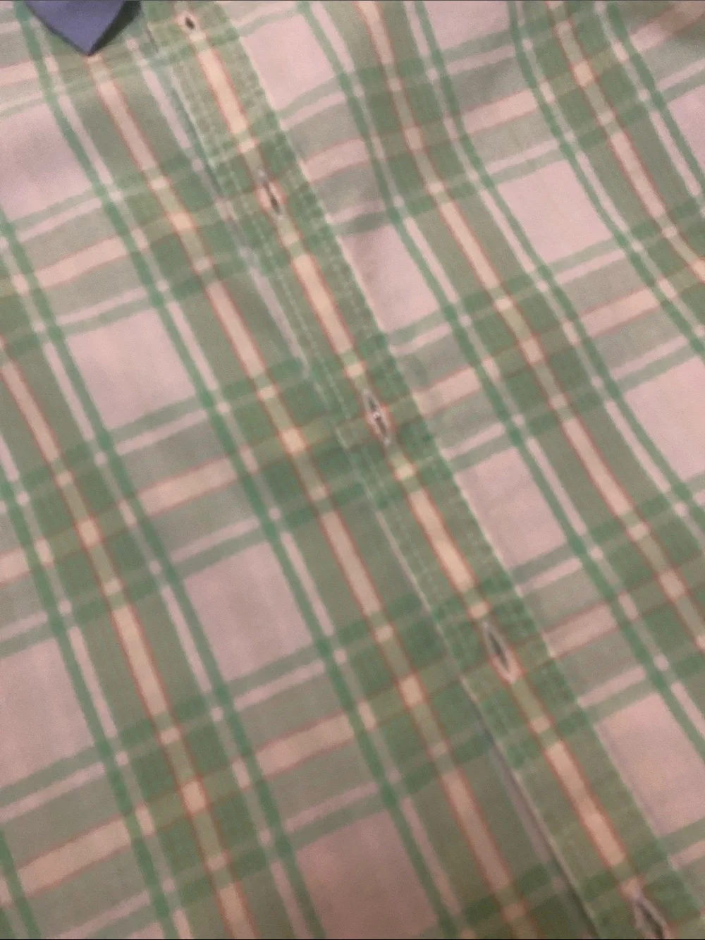 Old Navy Light Green Plaid Shirt with Cream Shorts and Blue Bow Tie